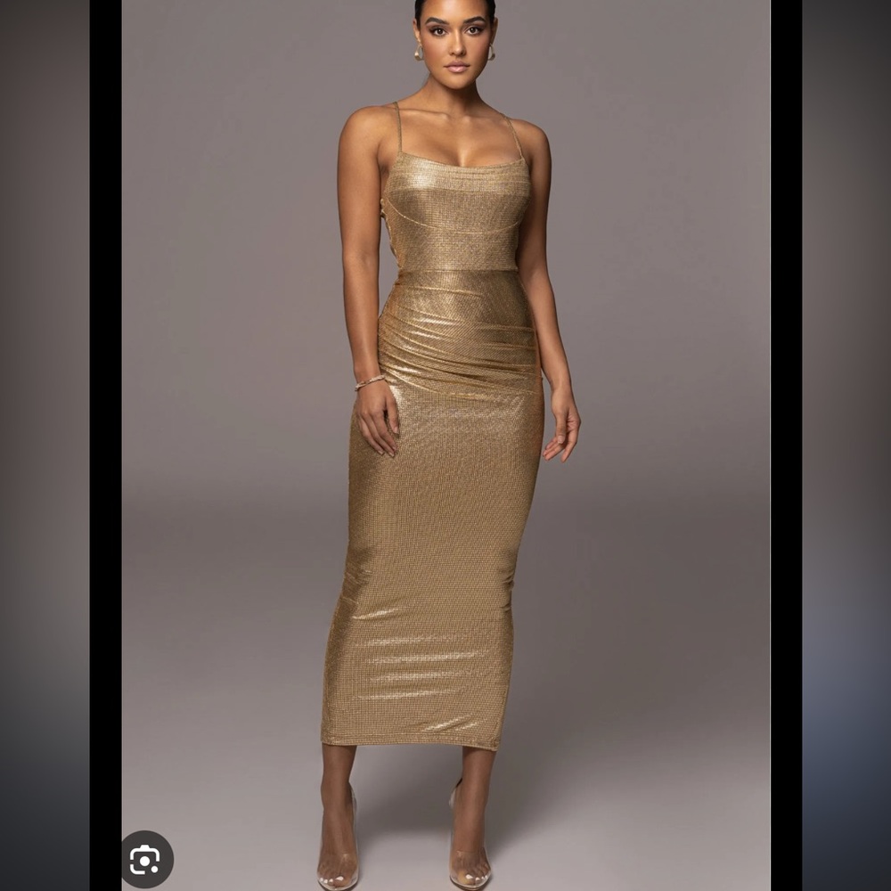 JLUXLABEL gold metallic maxi dress